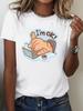 Cute Working Cat Im OK TShirt WomenS Casual Short Sleeve Whimsical Cat Laptop Design Perfect for Daily Streetwear