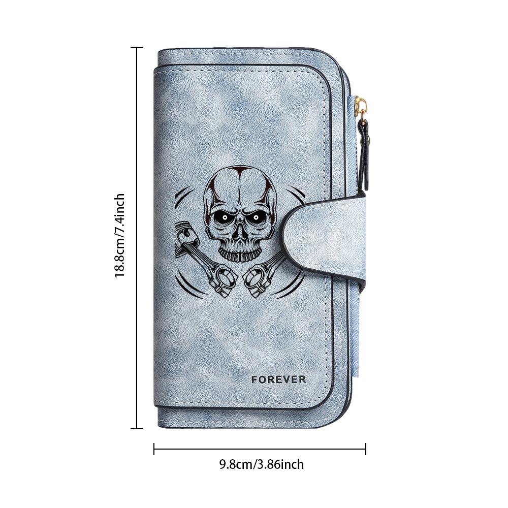 Gothic Skull Pattern Long Wallet Forever Style Fashion PU Leather Purse