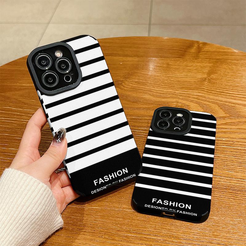 Vertical Grain Leather Simple Design Printed Soft Silicone Phone Case Back Cover with Camera Lens Full Protection for Samsung
