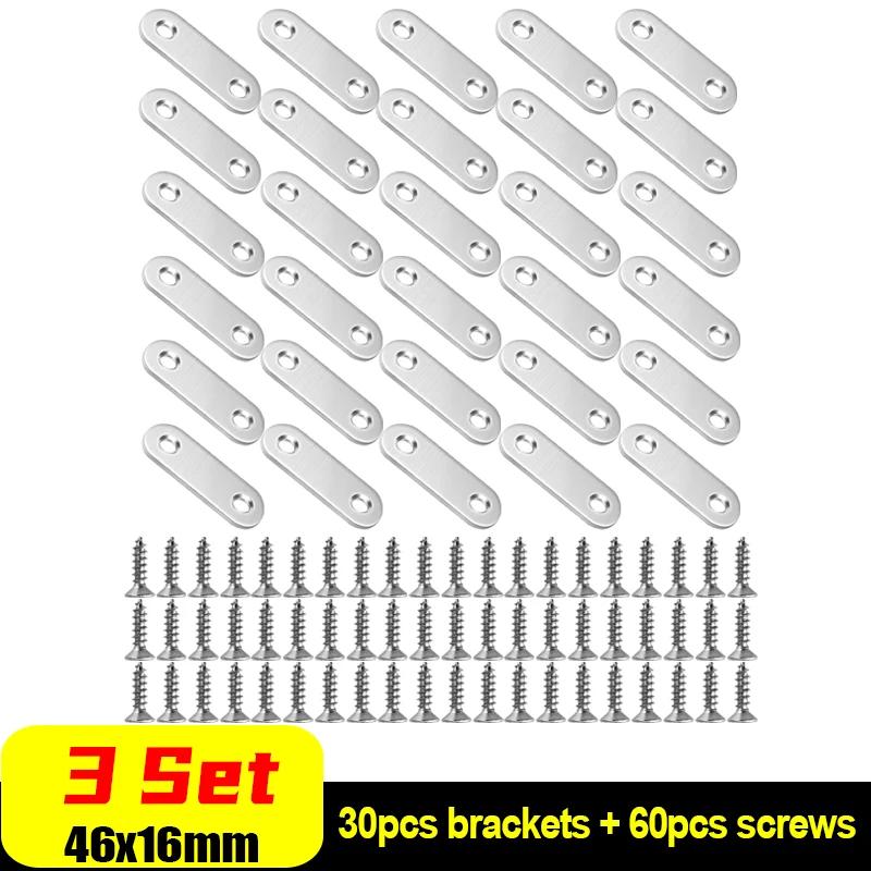 10-30 PIEZAS Placa de Unión de Reparación de Soporte de Ángulo de Acero Inoxidable Placas de Fijación de Conexión Soportes de Esquina Planos Rectos para Muebles