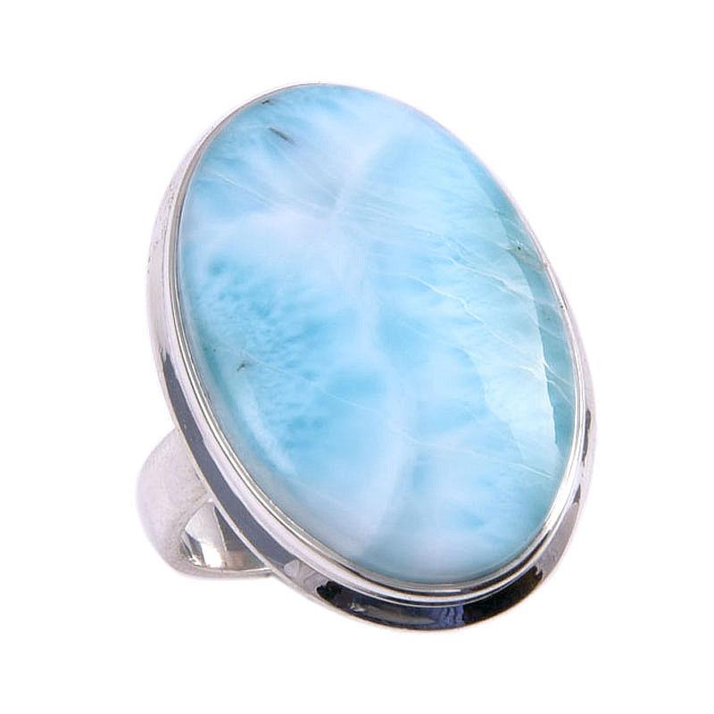 Natural Republic Larimar Gemstone 925 Solid Sterling Silver Gift Ring S.8 O6p48