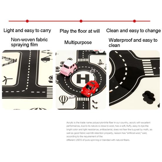 83x59cm Kids Car City Road Play Mat Carpet Traffic Signs Blocks Education Toy