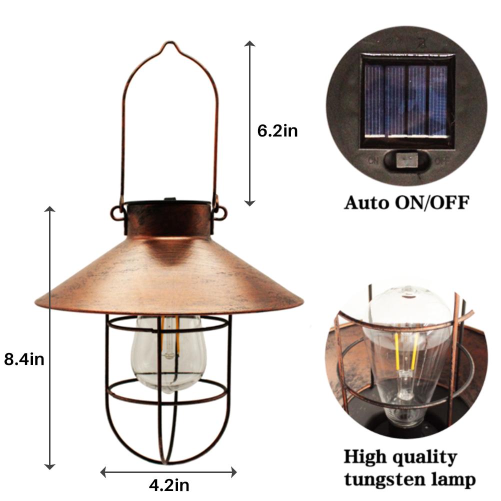 Outdoor Solar Hanging Lanterns Vintage Solar Garden Light with Warm LED Bulbs for Garden Yard Patio