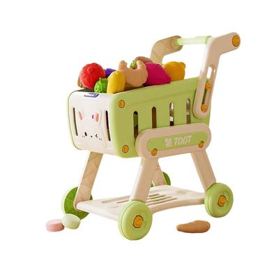Multicolor Shopping Cart Set 32PCS/Set 1 Trolley Pretend Shopping Playset 24pcs Fruits Simulation Supermarket Trolley