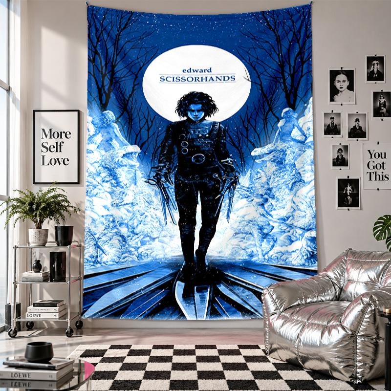 Wall TapestryEdward Scissorhands Art Hanging Cloth Decorative Background Cover for Room Decoration