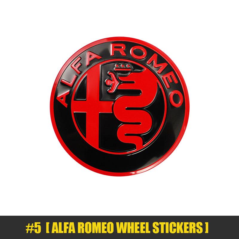 EFTXY1 4Pcs Car Wheel Stickers 56mm Auto Center Hub Cap Decal For Alfa Romeo 156 159 147 4C 8C 166 Giulia Giulietta Mito Stelvio Spider