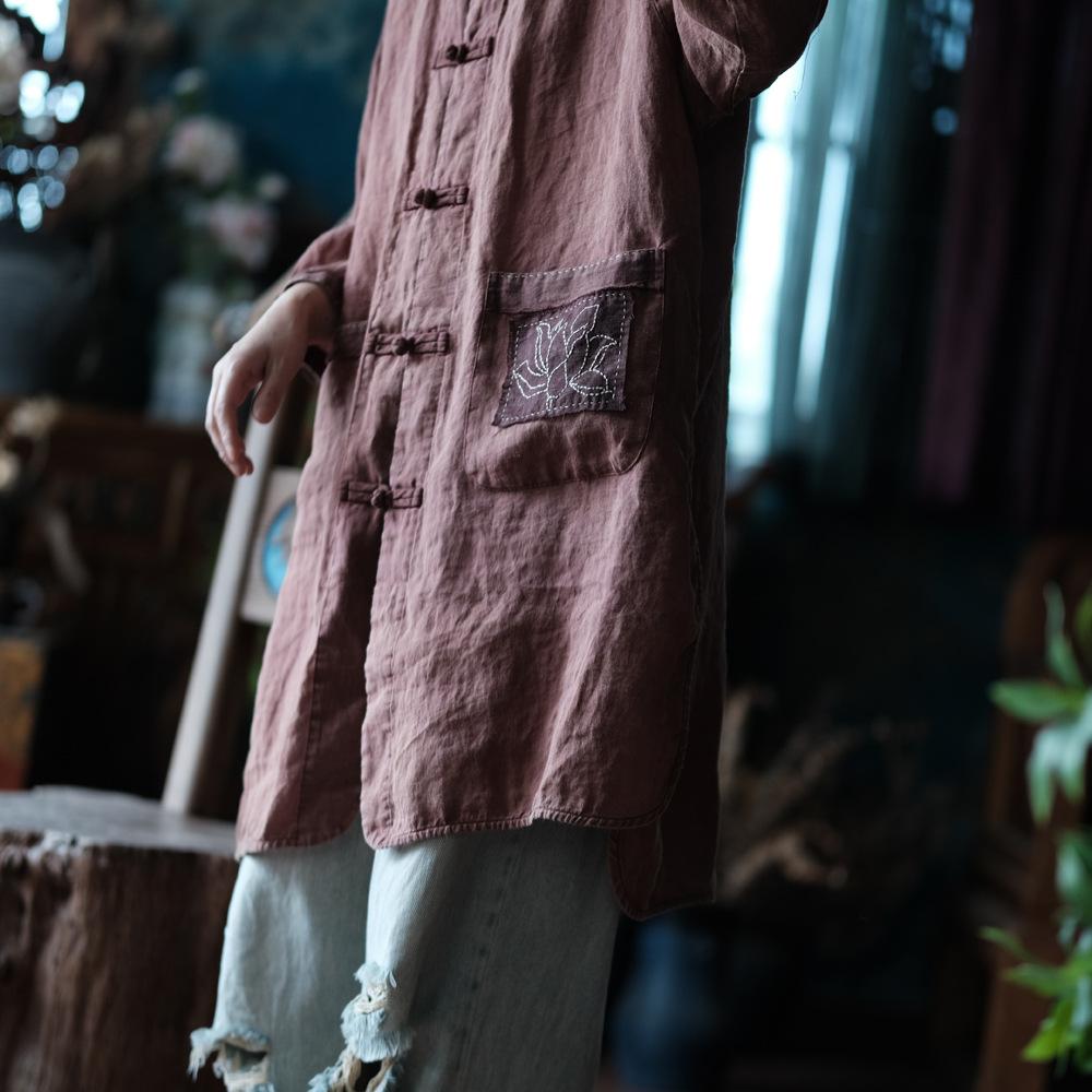 Johnature Женские винтажные рубашки-стойки Топы Вышитые цветочные блузки Весенние женские — фото 2