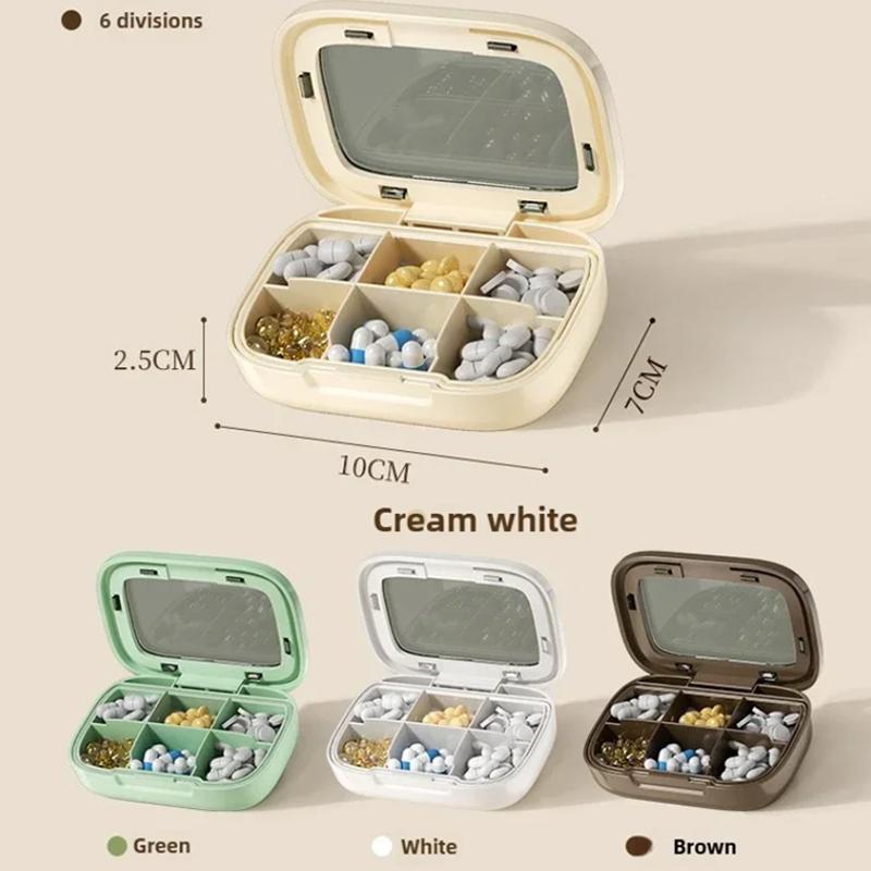 Portable Travel Storage Box Travel Week Medicine Box Transparent Sealed Moisture Proof Plastic Travel Medicine Storage 4/6 Grids