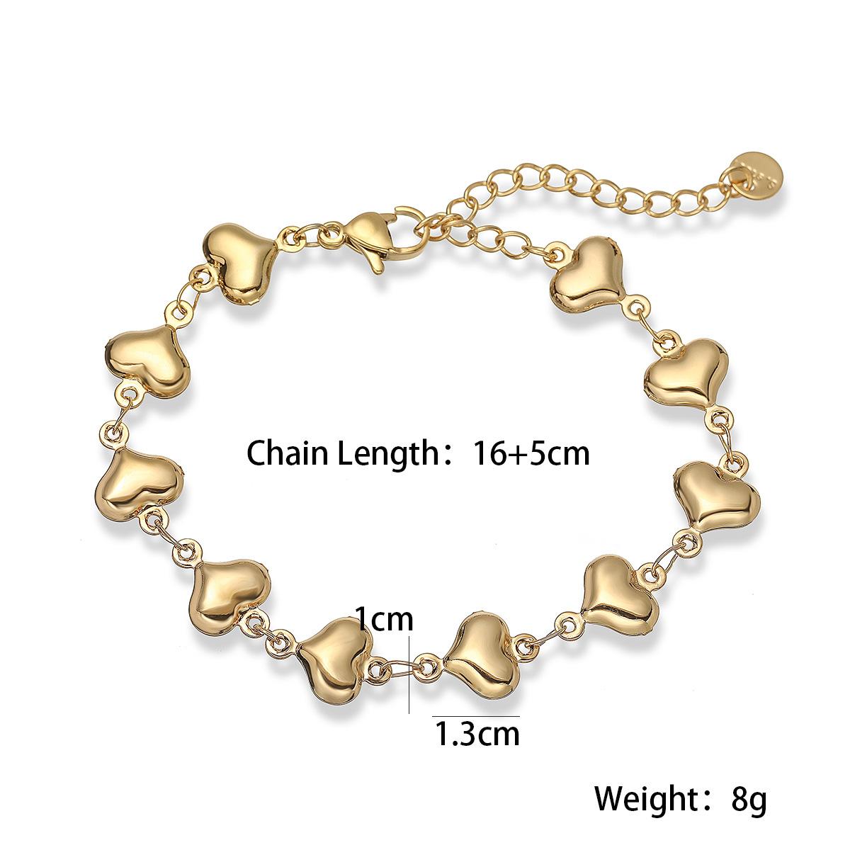 

Wholesale Non-Fading Gold Color 316L Stainless Steel Heart Charm Bracelet For Women Casual Daily Jewelry