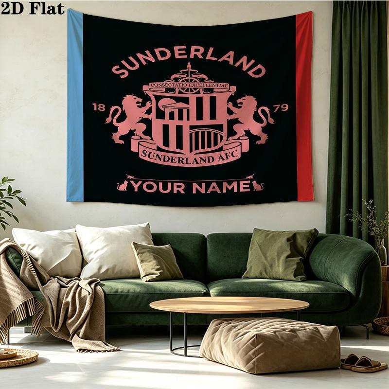 Custom Name Sunderland AFC Printed Tapestry – Wall Hanging for Bedrooms, Dorms, and Home Decor