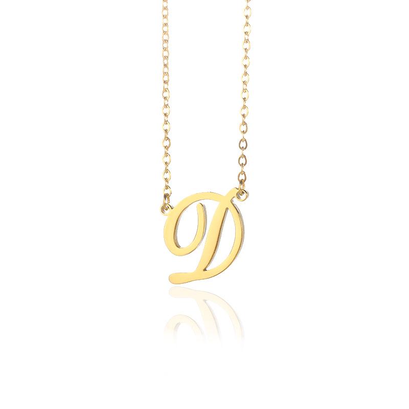 Stainless Steel Lowercase Letter Necklace with Clavicle Chain - European & American Design