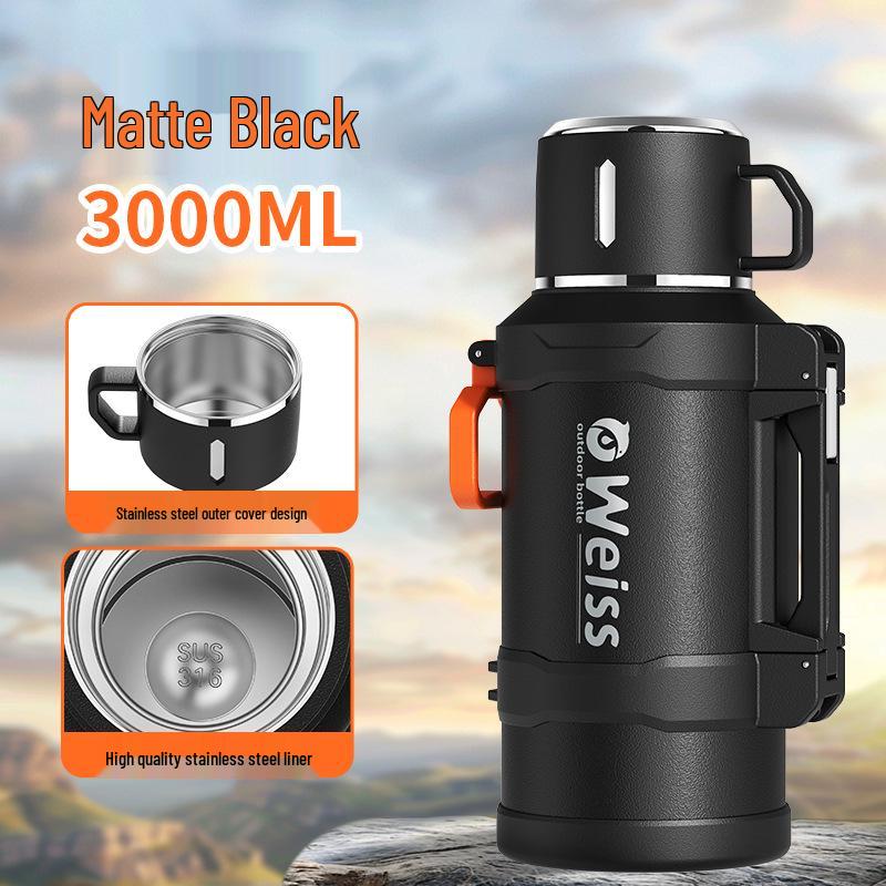 Food-Grade Thermos Flask with Tea and Water Separator - Large Capacity, Portable for Outdoor Use