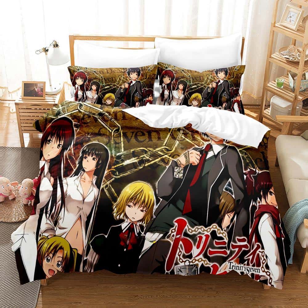 Kawaii Anime Lilith Asami Trinity Seven Bedding Set Single Twin Full Queen King Size Bed Set Adult Kid Bedroom Duvet Cover Sets