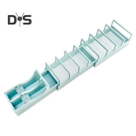 

Диспенсер для клейкой ленты с противоскользящими накладками, 2 отделения, легкое разделение клейкой ленты, конструкция Push-Pull, настольный органайзер для клейкой ленты светло-синий