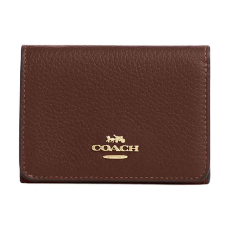 Coach 10 Signature Logo Coated Canvas Card Holder Wallet Women Wallet Brown CZ034-IMXHE Tawny