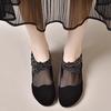 Single Shoes Women's 2025 Spring and Summer New Zipper Breathable Rhinestone Flower Thick Heel Versatile Low Heel Matte Bag Head Women's Shoes