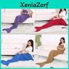 Mermaid Tail Blanket Knitted Fish Scale Design For Lounge And Bed Decor