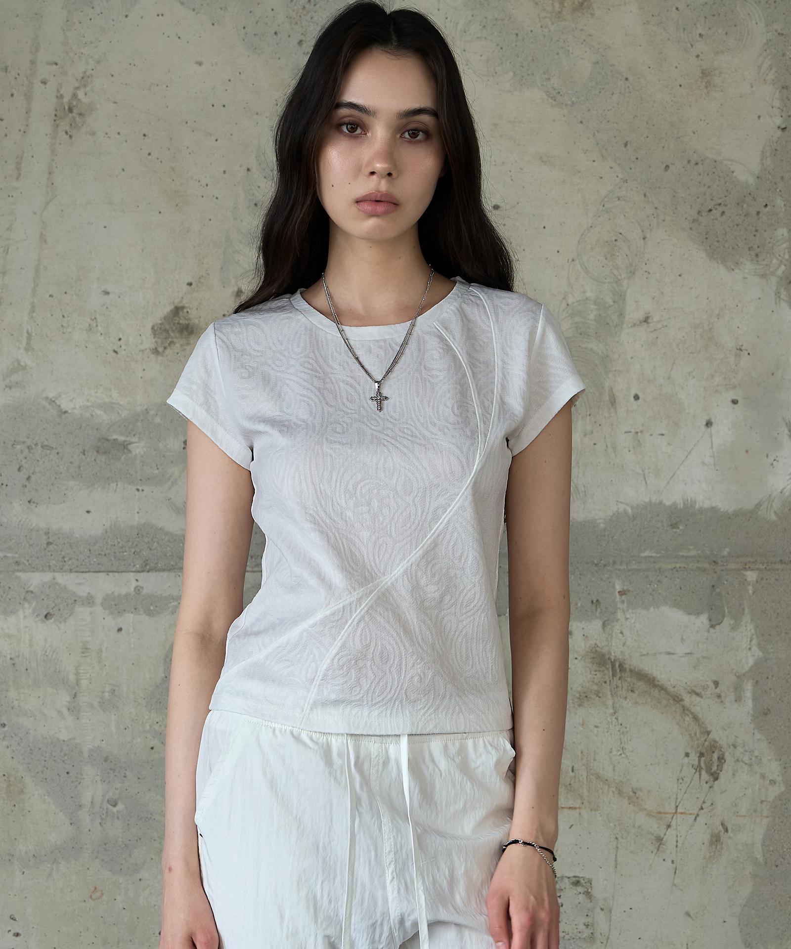 Dear Me Jacquard Pattern Short Sleeve [White] S