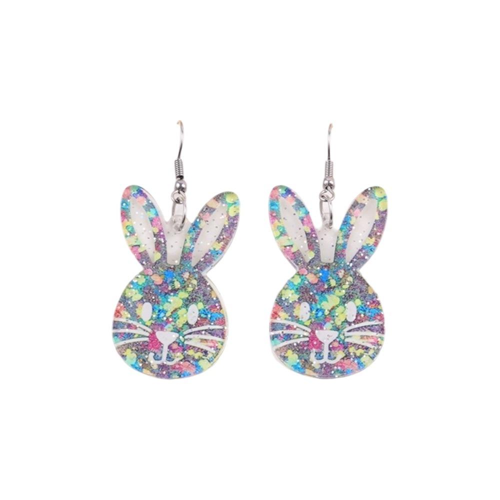 Acrylic Bunny Pendant Earrings Cartoon Easter Egg Dangle Earrings Fashion Easter Egg Earrings  Men