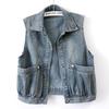Versatile 2025 Sleeveless Denim Vest with Pockets - Casual Spring/Autumn Style