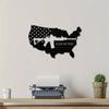 Entdecken Sie Art Deco Metall Wandskulptur Amerikanische Flagge Maschinenpistole Ideale Retro Dekoration Verschiedene Räume