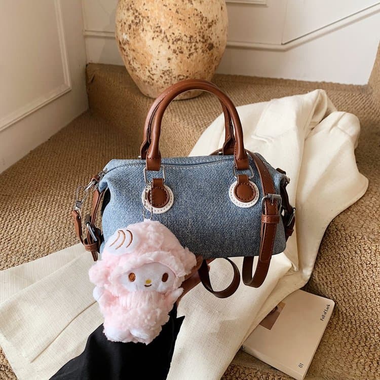 Denim Mini Boston Bag Women's Shoulder Crossbody Bag