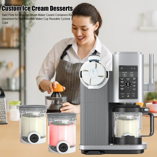 Swirl Pints for Ninja Iskremmaskin Creami Beholdere Erstatning for Myk Smoothie Maker Kopp Gjenbrukbare Syklonkopper