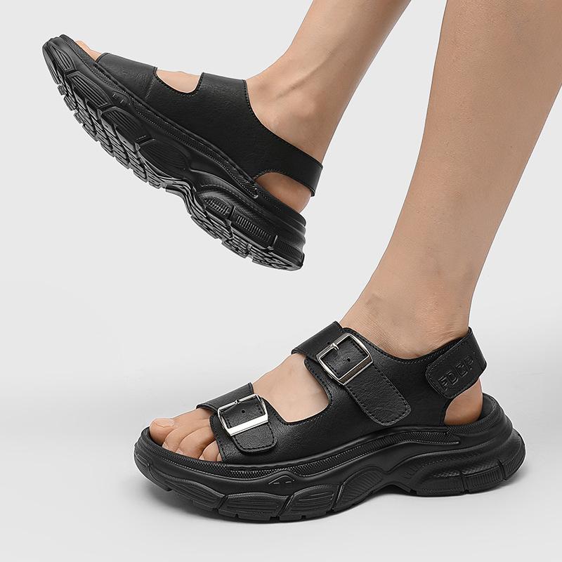 

Spring and summer new platform-soled fashion sandals non-slip casual outer wear beach shoes 471211 black-J 44 чёрный