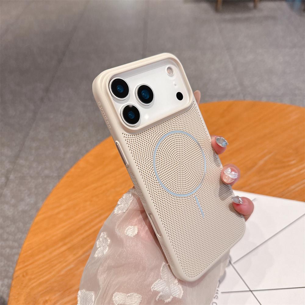 

Heat Dissipation For Magsafe Magnetic Case For iPhone 17 16 15 14 13 12 11 Pro Max Plus Wireless Charge Breathable Grid Cover iPhone 15