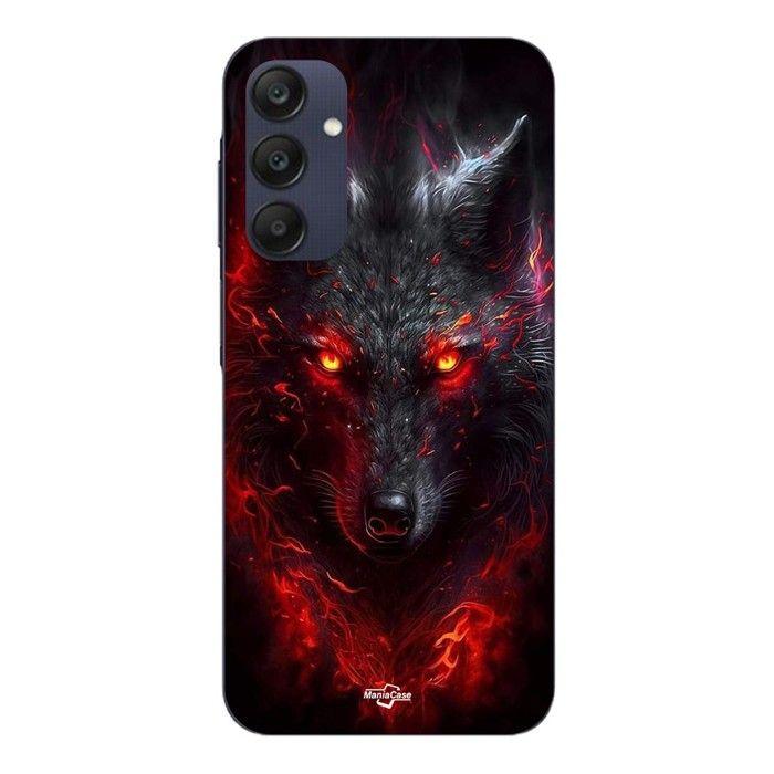 Coque Pour Samsung galaxy A25 Loup noir feu rouge Maniacase