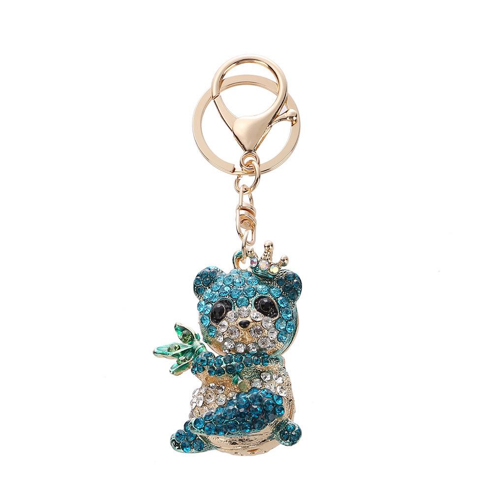 Cartoon panda keychain, rhinestone backpack pendant, student holiday gift, decoration, hanging decoration, cute diamond studded keychain