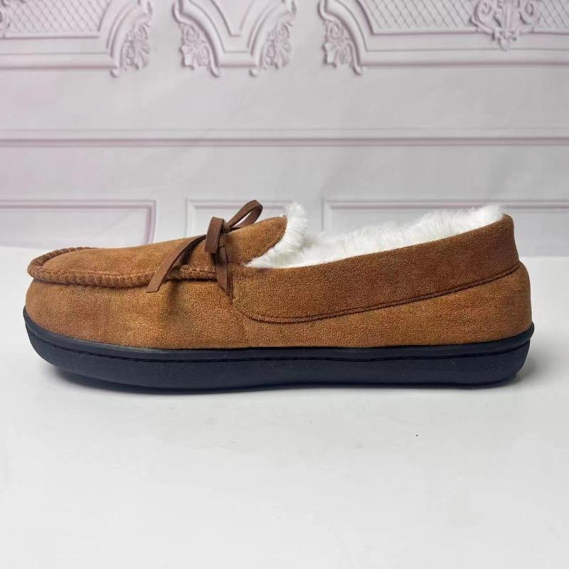 Couple Solid Color Slip On Loafers with Warm Plush Lining Comfortable Non-Slip Rubber Sole Durable House Shoes