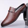 Summer New Designer Half Slippers for Men Fashion Casual Pointed-toe Dress Shoes Male Solid Color Leather Shoe Mules Man