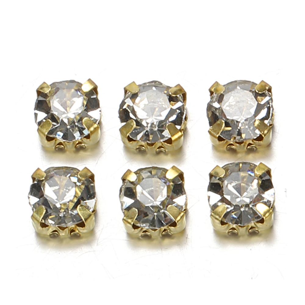 

200pcs DIY Glitter Crystal Claw Rhinestone Sew-On Glue-On for Clothes Garment Hair Clip Jewelry Making Components Accessories 4mm золотий