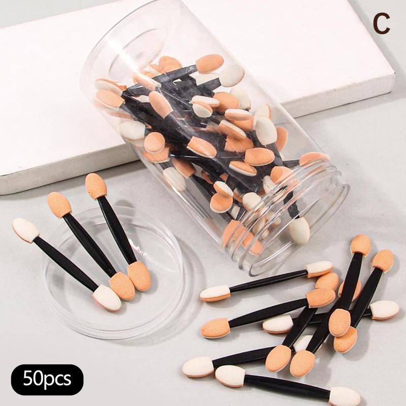 50pcs Eye Shadow Sponge Applicators Disposable Double Tip Eyeliner Brush Set Soft Material for Festival and Travel