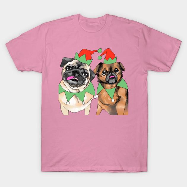 T Shirt Women Pug Xmas Elves Harajuku Print Kawaii Tshirt Summer Short Sleeve Female T-Shirt Top Tee