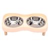 Elevated Dog Bowls Anti Tipping Raised Cat Bowl Stand with 2 Stainless Steel Bowls for UP to 15lbs Pets Pink
