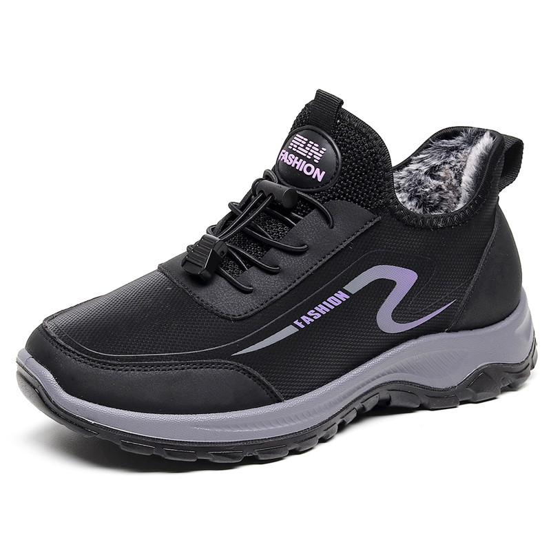 

Женские зимние туфли из пекинской ткани на бархатной подкладке - Теплые, нескользящие, спортивные туфли на мягкой подошве для женщин среднего и пожилого возраста. 38 чёрный