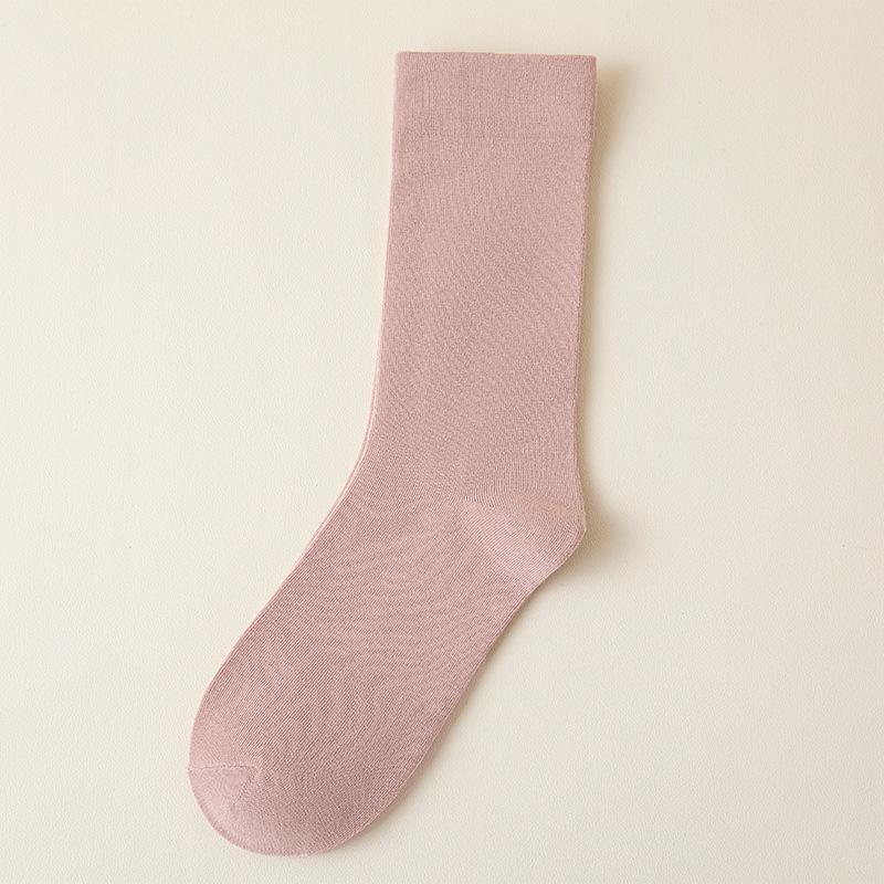 Women's Autumn & Winter Solid Color Cotton Pile Socks – Boneless, Loose-Fit, Mid-Calf, Perfect for Maternity.