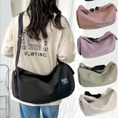 Solid Color Casual Nylon Fitness Bag, Women's Business Travel Sports Storage Bag, Large Capacity Single Shoulder Crossbody Travel Bag