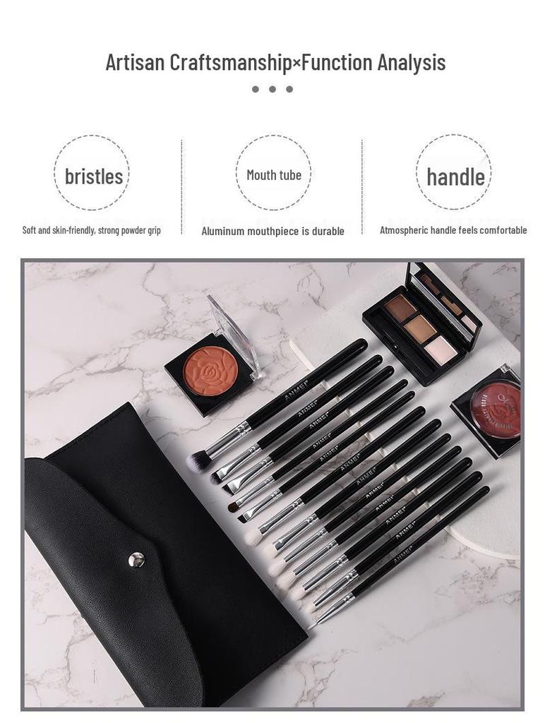 Cangzhou 12-Piece Eye Makeup Brush Set: Includes Eyeshadow, Blending, Eyebrow, Lip & Fine Light Tip Brushes.