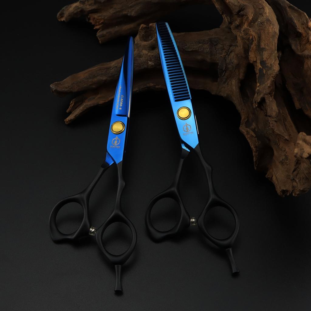 6.0 inch FM-20 half black handle blue water valley model, hair scissors, hair scissors, flat scissors, bangs scissors, tooth scissors