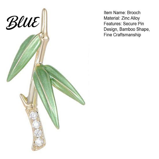 Green Bamboo Brooch Pin for Women Three-Dimensional Shape with Bag