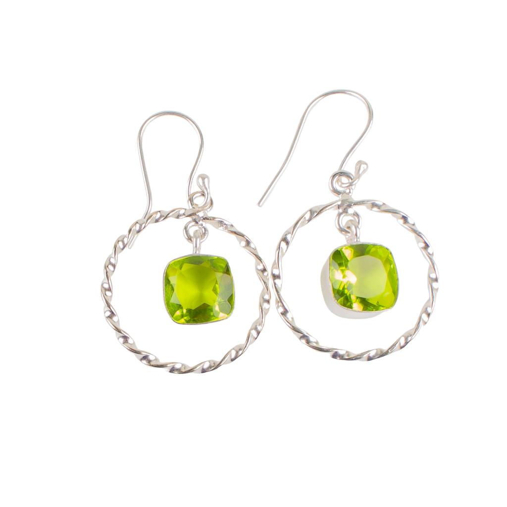 Peridot Gemstone 925 Sterling Silver Jewelry Handmade Drop/Dangle Earrings 1.60" EE-60-4