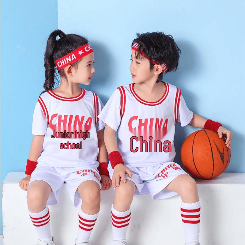 Children's Fake Two-Piece Basketball Uniform Set - Unisex Competition Jersey & Jump Rope for Sports Performance and Training.