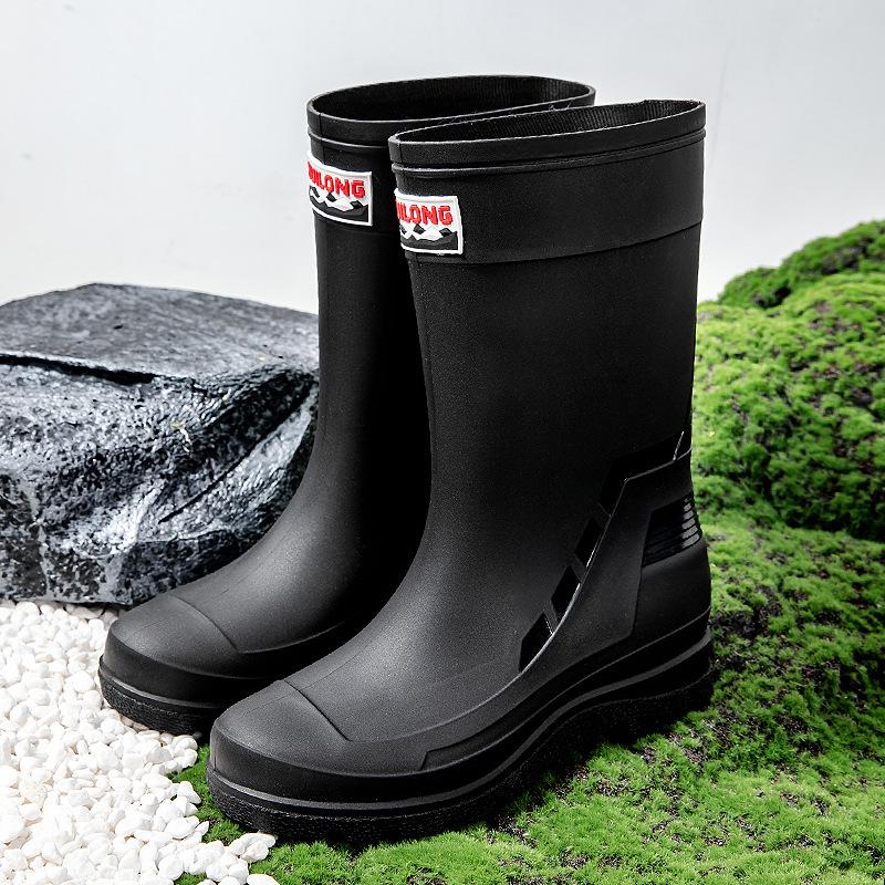 High-end Rain Shoes Men's Closed Rainproof Waterproof Shoes High Rain Boots Takeaway Rider Special Rubber Shoes Fishing Shoes