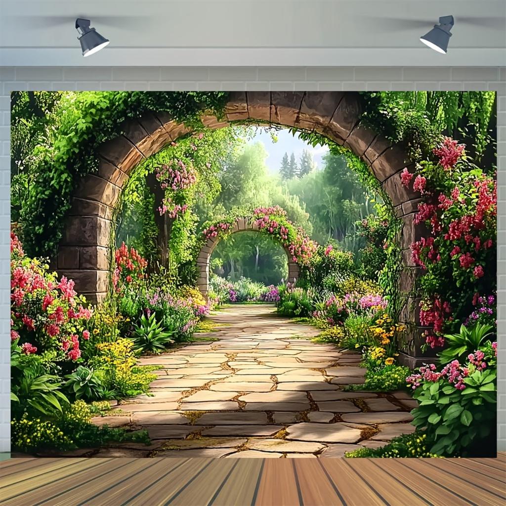 Natural scenery mountains rocks waterfall green plants banner background suitable forgarden decorationactivitiesor taking photos