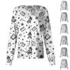 Women's Casual Long Sleeve Single Breasted Printed Dry- Top