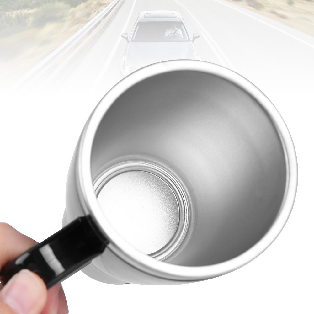 12/24V Vyhřívací hrnek, 450ml Auto Elektrický Nerezový Vyhřívací Hrnek Kávový Čajový Hrnek Černý na Zimní Cestování