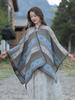 Autumn Winter Preppy Style Scarf Women Layers Poncho Warm Elegant Striped Print Scarve Capa Para Mujer Pashmina Cloak Wrap Shawl